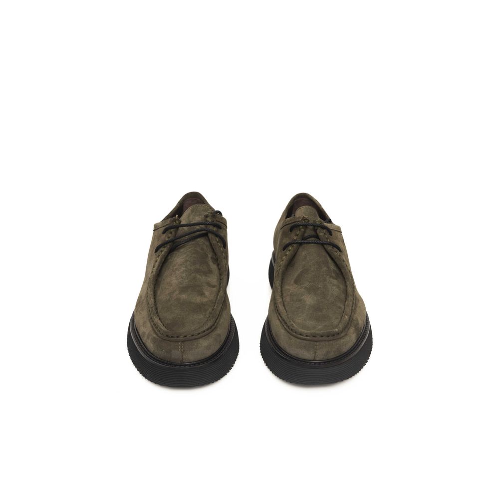 Cerruti 1881 Green Calfskin Men Derby Shoe