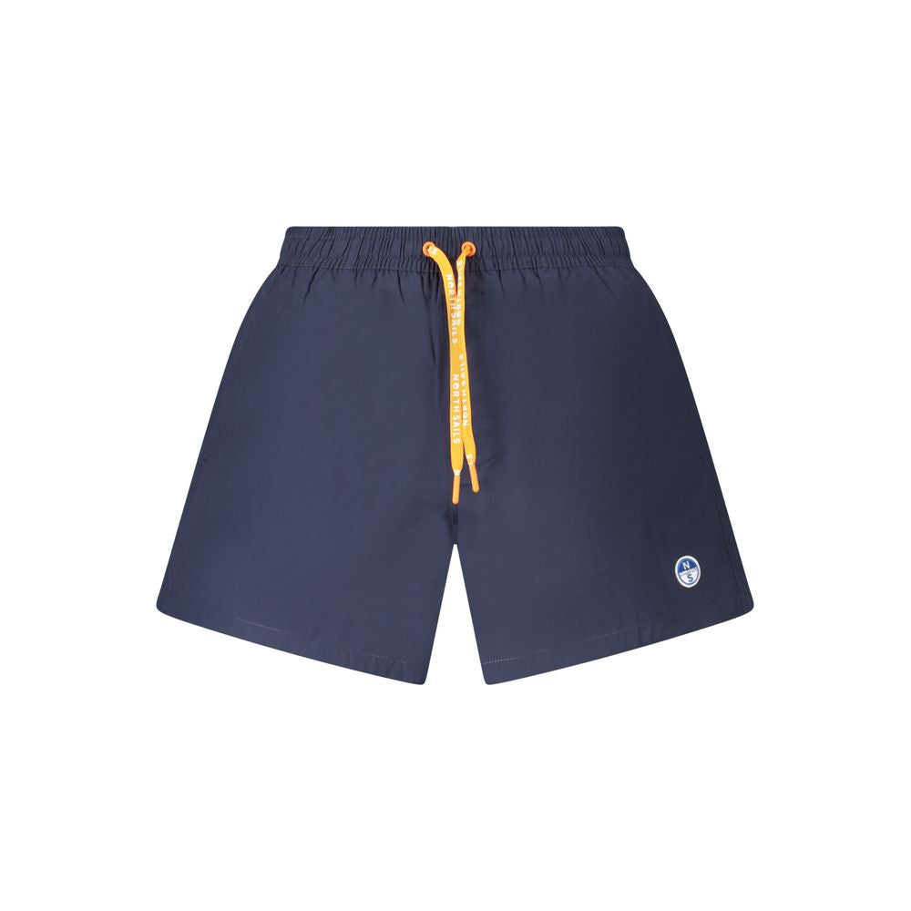 North Sails Blue Cotton Swimwear with elastic waist, laces, two pockets, and contrasting details. Ocean Positive design.
