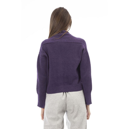 Alpha Studio Purple Merino Wool Cardigan