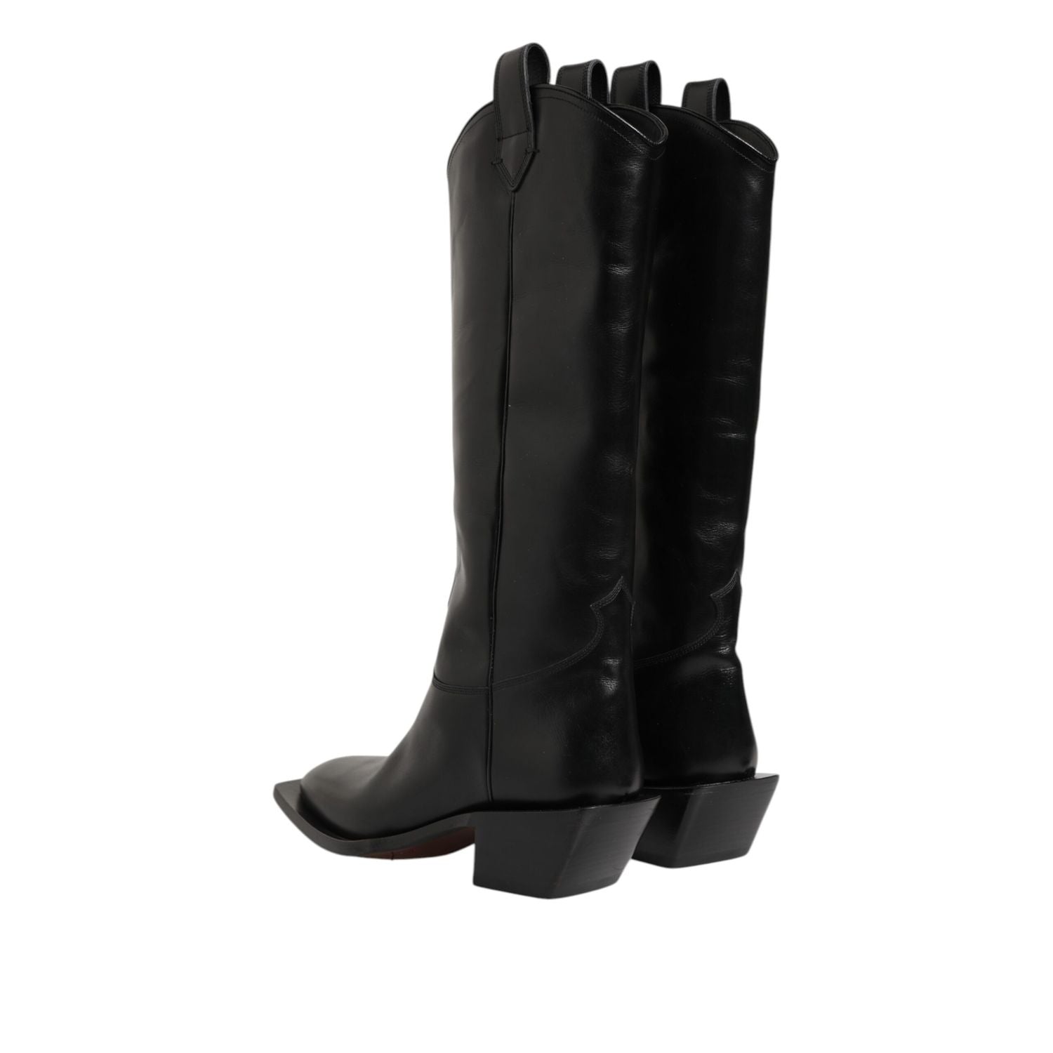 Dolce & Gabbana Black Leather Over The Calf Biker Boots Shoes