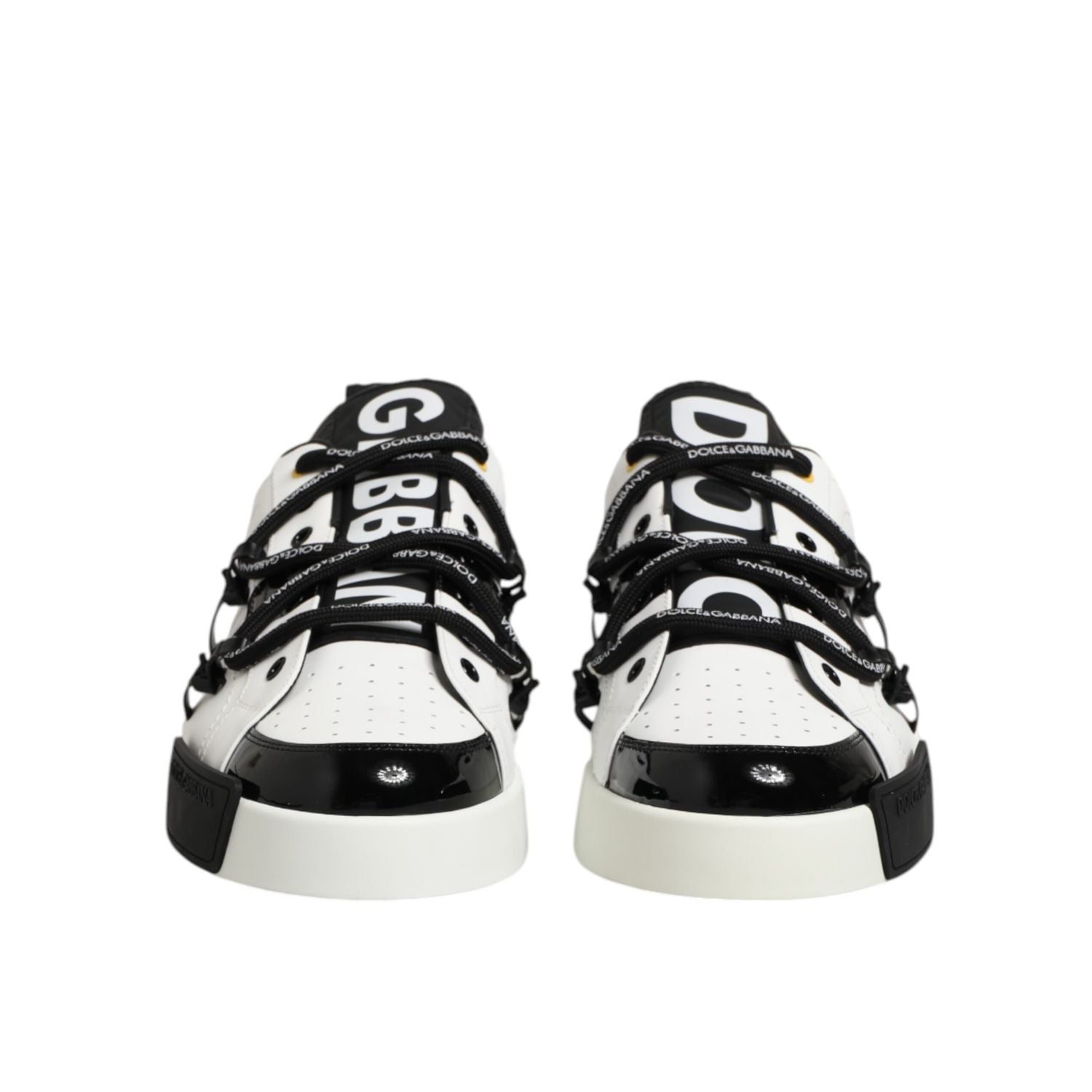 Dolce & Gabbana White Leather Logo Portofino Sneakers Shoes