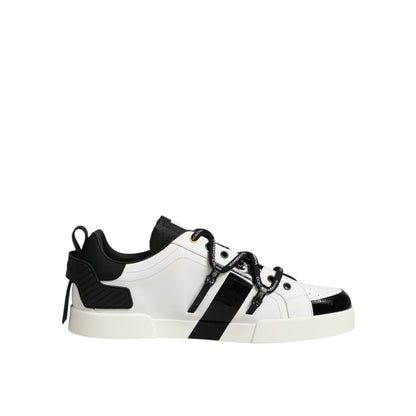 Dolce & Gabbana White Leather Logo Portofino Sneakers Shoes