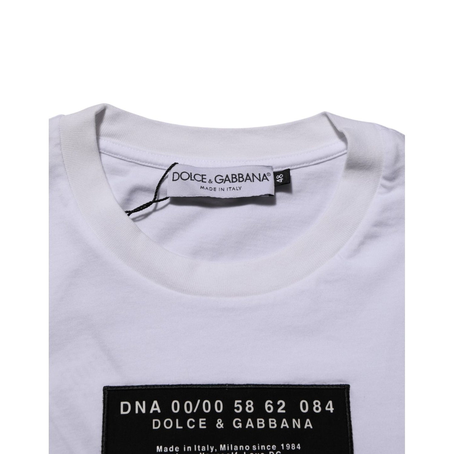 Dolce & Gabbana White Cotton Logo Print Crew Neck Men T-shirt