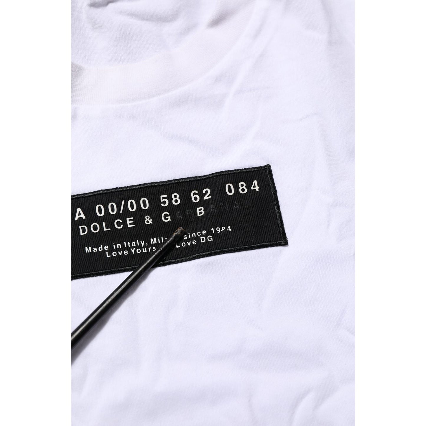 Dolce & Gabbana White Cotton Logo Print Crew Neck Men T-shirt