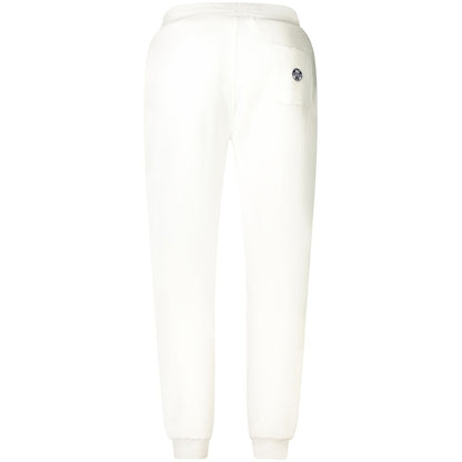 Back view of North Sails White Cotton Pant with ankle cuffs and logo detail.