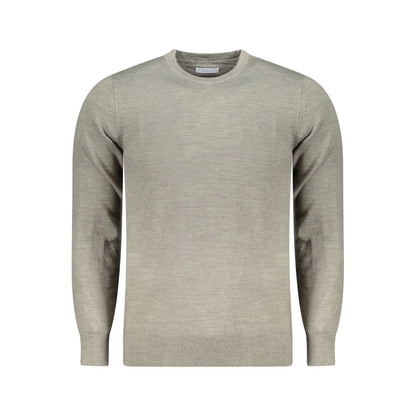 North Sails Gray Nylon Sweater, long-sleeved crew neck with embroidery and logo, stylish fall fashion clothing.