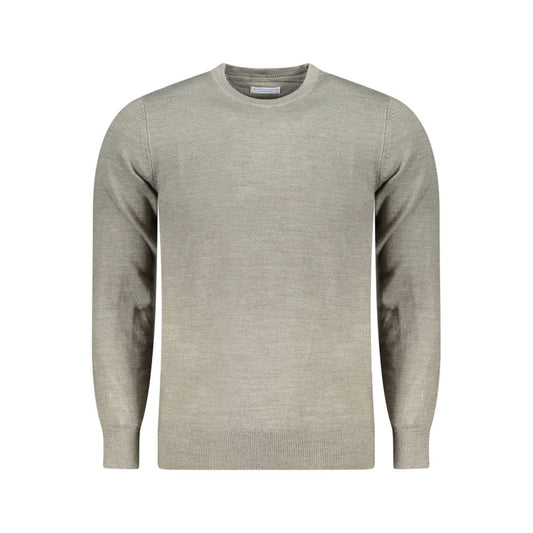 North Sails Gray Nylon Sweater, long-sleeved crew neck with embroidery and logo, stylish fall fashion clothing.
