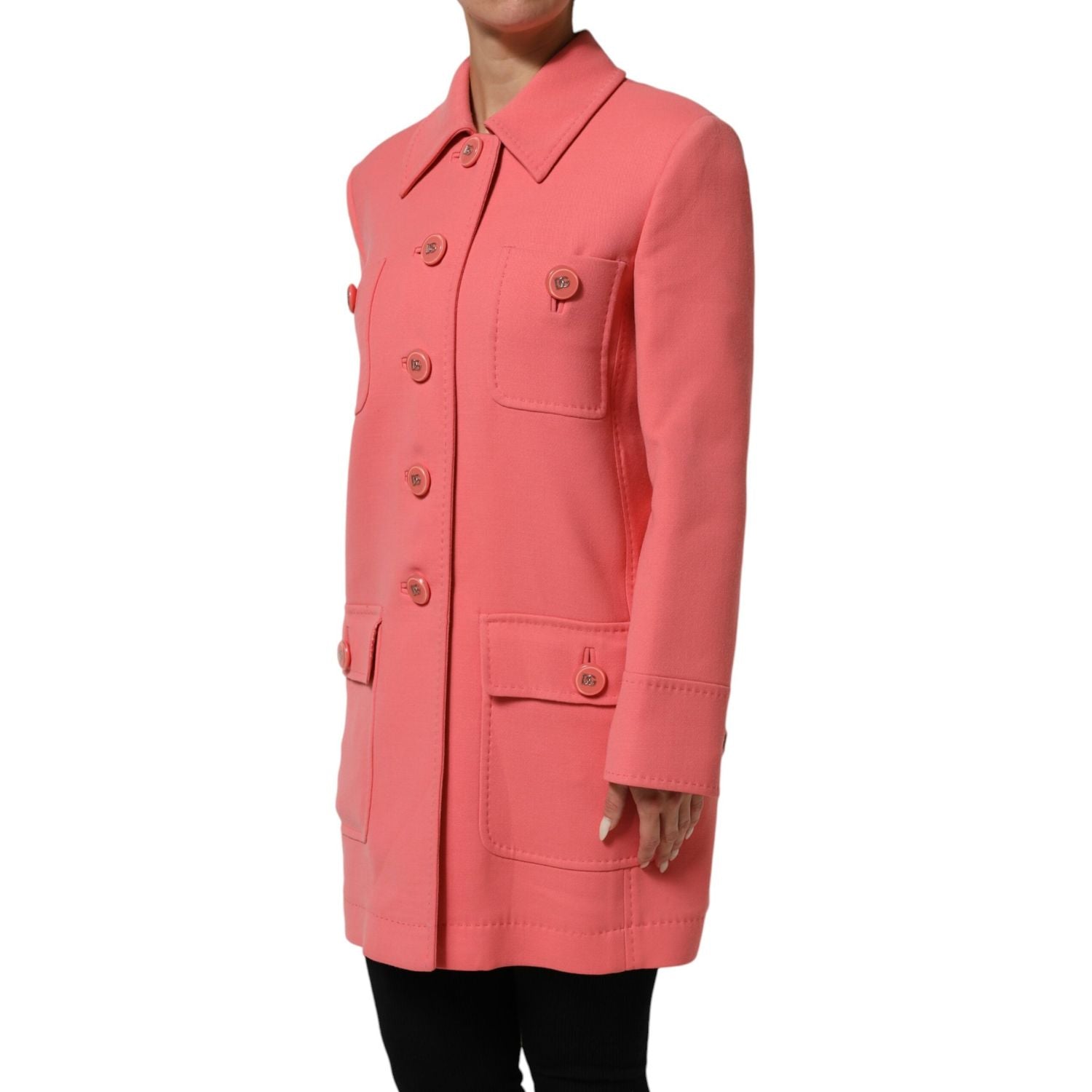 Dolce & Gabbana Pink Buttoned Down Trench Coat Jacket