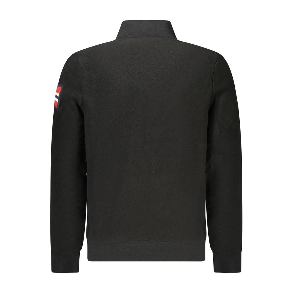 Back view of Norway 1963 Black Polyester Men Sweater with signature logo and embroidery.