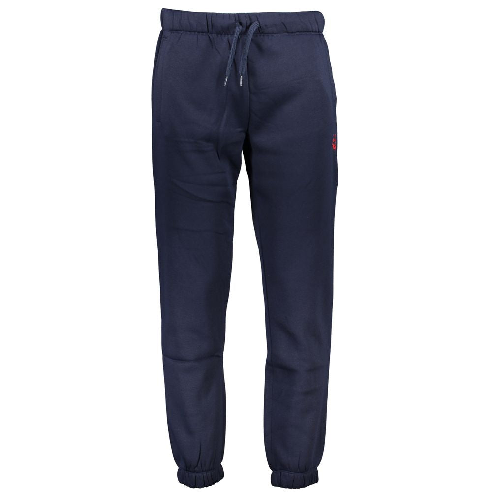 Gianmarco Venturi Blue Cotton Pant, sports trousers with fleece, elastic waist, lace ties, 3 pockets, ankle cuffs, embroidery logo