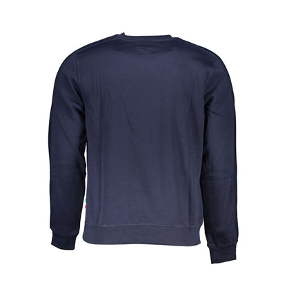 Back view of Gianmarco Venturi Blue Cotton Sweatshirt with long sleeves and crew neck