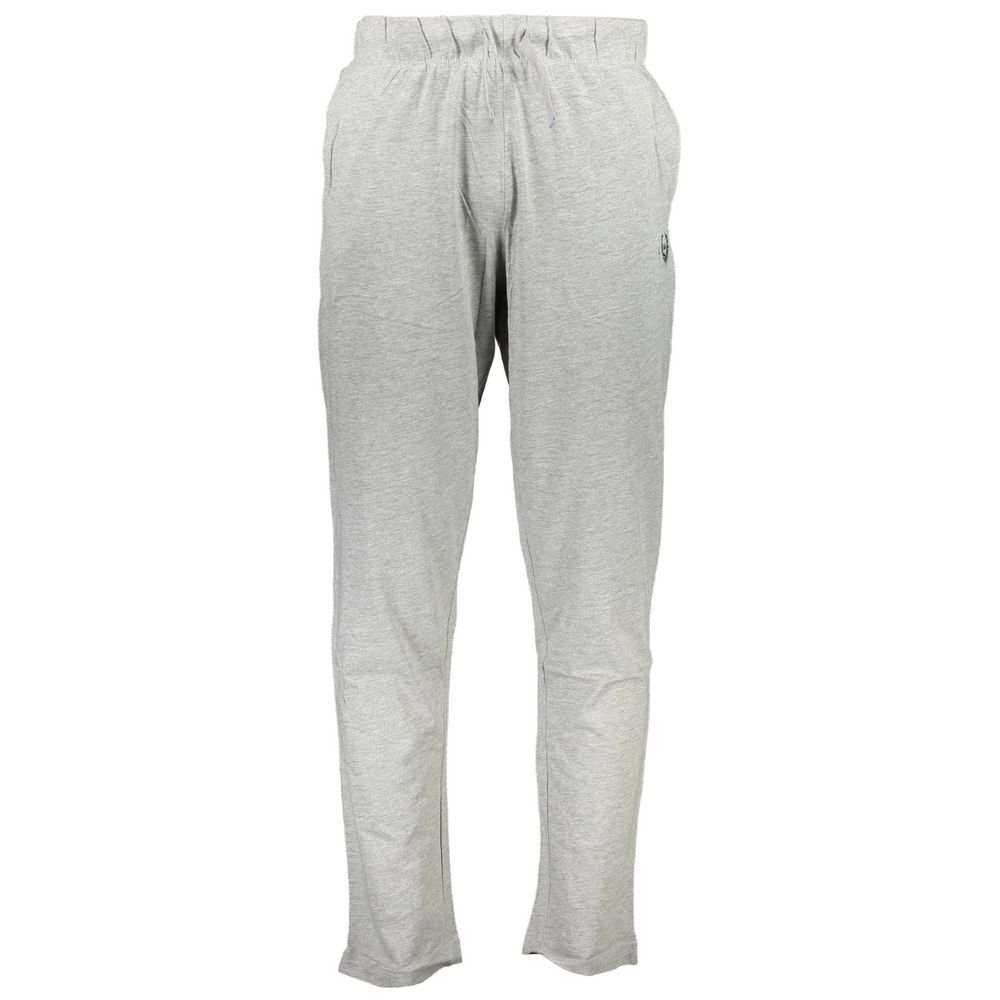 Gianmarco Venturi Gray Cotton Pant with elastic waist and contrasting details, embroidery, logo, sports trousers with 2 pockets.