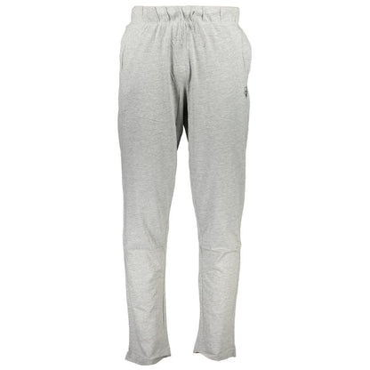 Gianmarco Venturi Gray Cotton Pant with elastic waist and contrasting details, embroidery, logo, sports trousers with 2 pockets.