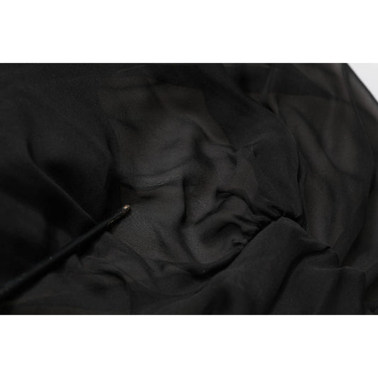 Dolce & Gabbana Black Silk Tulle Long Sleeve V-neck Dress