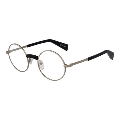 Yohji Yamamoto Silver Monel Glasses (Frames) with full-rim round design, silver monel frame, and black temples.