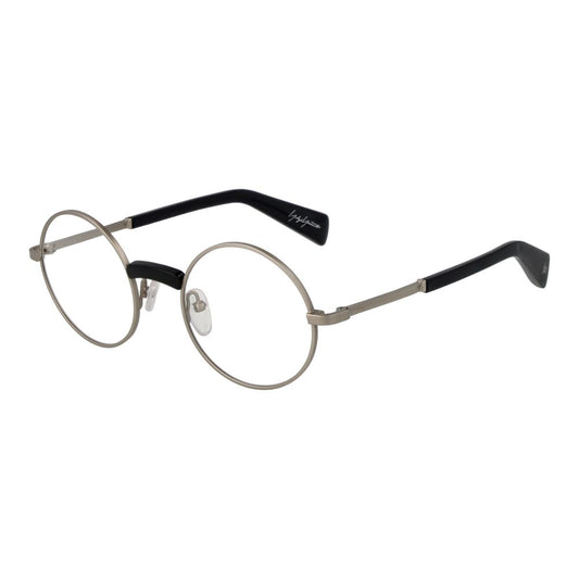 Yohji Yamamoto Silver Monel Glasses (Frames) with full-rim round design, silver monel frame, and black temples.