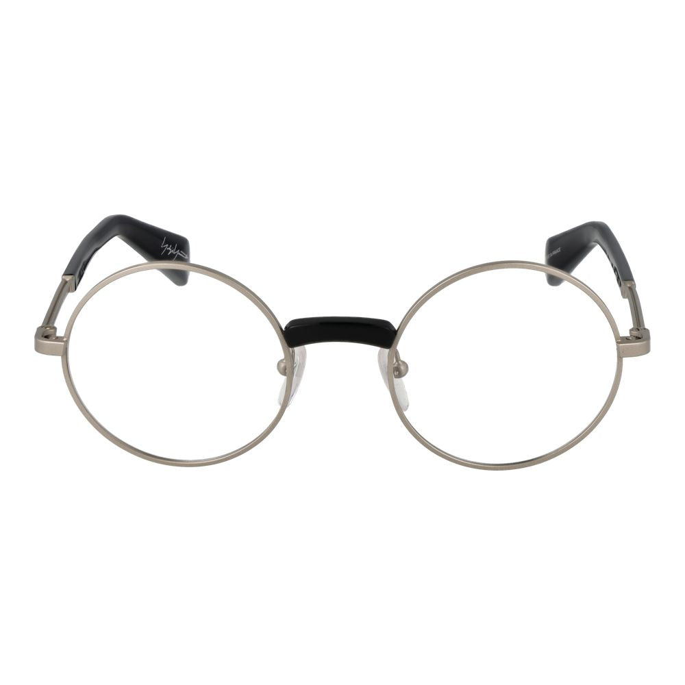 Yohji Yamamoto Silver Monel Glasses (Frames), unisex, full-rim, round style with silver frame and demo lenses.