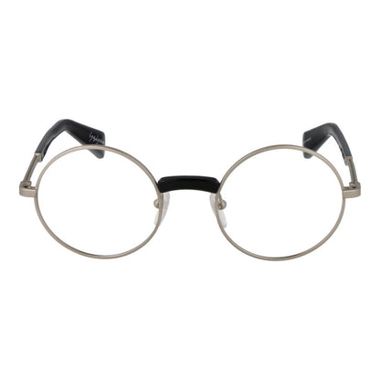 Yohji Yamamoto Silver Monel Glasses (Frames), unisex, full-rim, round style with silver frame and demo lenses.