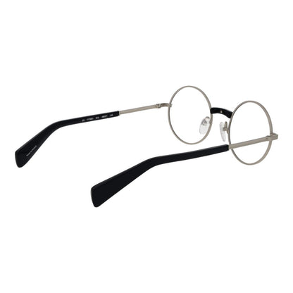 Yohji Yamamoto Silver Monel Glasses (Frames) with full-rim round style and silver color, unisex design with branded soft case included.