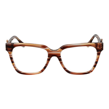 Trussardi Orange Acetate Glasses (Frames), full-rim square design, for women, with demo plastic lenses and spring hinge, in branded case.