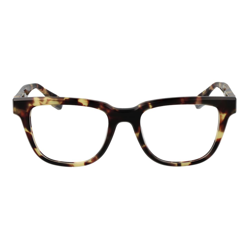 Trussardi Brown Acetate Glasses (Frames) for men, full-rim rectangle style with demo lenses, spring hinge, and brown acetate frame.