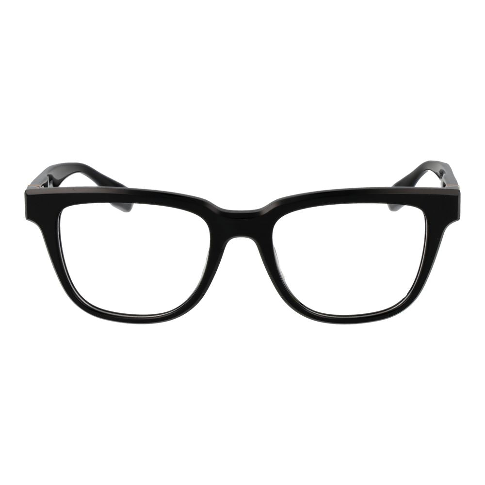 Trussardi Black Acetate Glasses (Frames) for men, full-rim rectangle style with demo lenses and spring hinge, elegant eyewear.