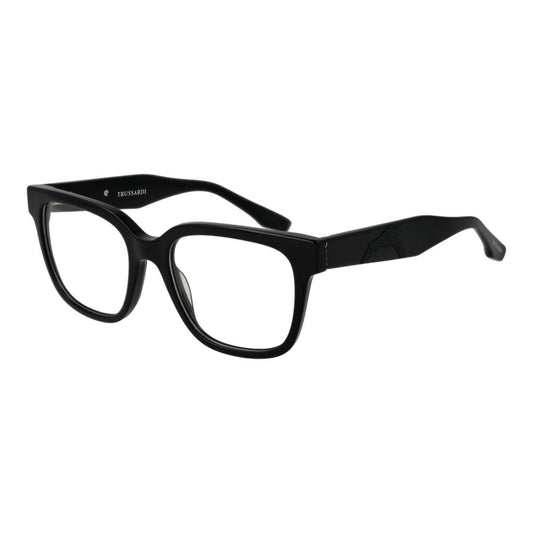 Trussardi Black Acetate Glasses (Frames) for men with full-rim style and square design, featuring black acetate material, demo lenses.