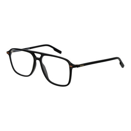 Ermenegildo Zegna Black Acetate Glasses (Frames) for men, full-rim aviator style with demo lenses, includes branded case.