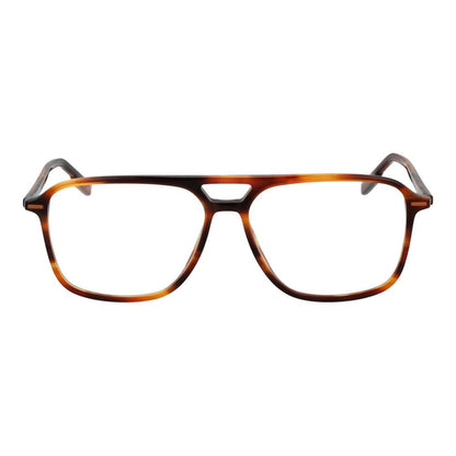 Ermenegildo Zegna Brown Acetate Glasses (Frames) in full-rim aviator style with demo lenses and branded case included.