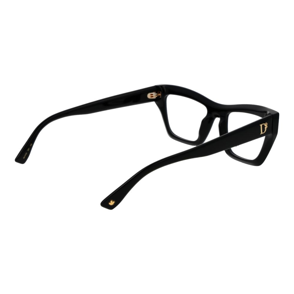Dsquared² Black Acetate Glasses (Frames) for women, full-rim cat eye style, black acetate frame, demo lenses, size 52-20-145.