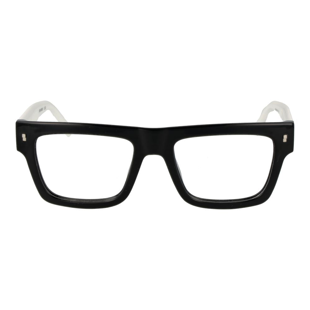 Dsquared² Black Cellulose Propionate Glasses (Frames) for men, featuring full-rim rectangle style with black cellulose propionate frame.