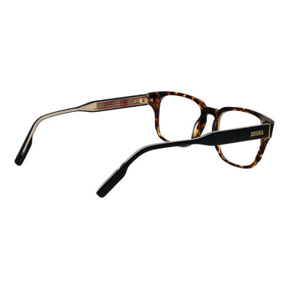 Ermenegildo Zegna Brown Acetate Glasses (Frames) in full-rim rectangle style with branded case.