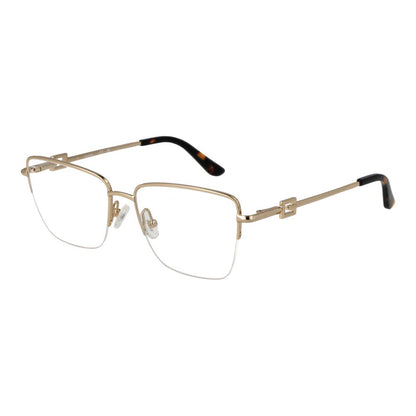 Guess Gold Metal Glasses (Frames) for women, half-rim style, gold metal frame with demo lenses, includes branded case, size 53-16-140.