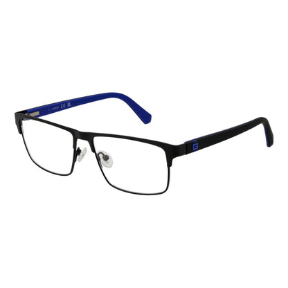 Guess Black Metal Glasses (Frames) for men with black full-rim design, metal frame, demo lenses, and spring hinges.
