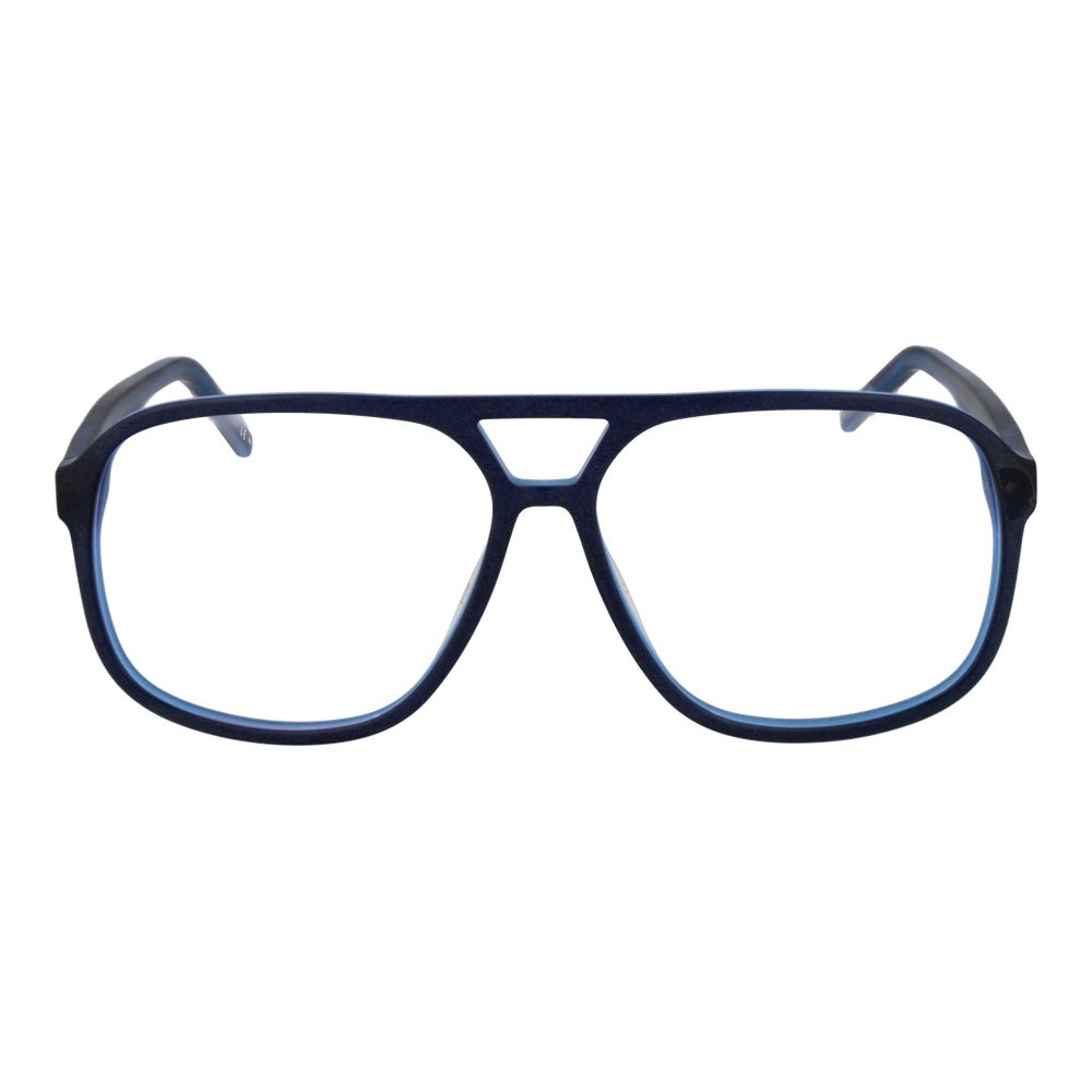Hugo Boss Blue Acetate Glasses (Frames), men's aviator style full-rim eyeglasses with blue acetate frame and plastic demo lenses.