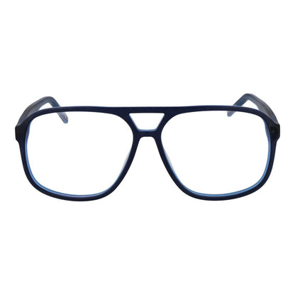 Hugo Boss Blue Acetate Glasses (Frames), men's aviator style full-rim eyeglasses with blue acetate frame and plastic demo lenses.