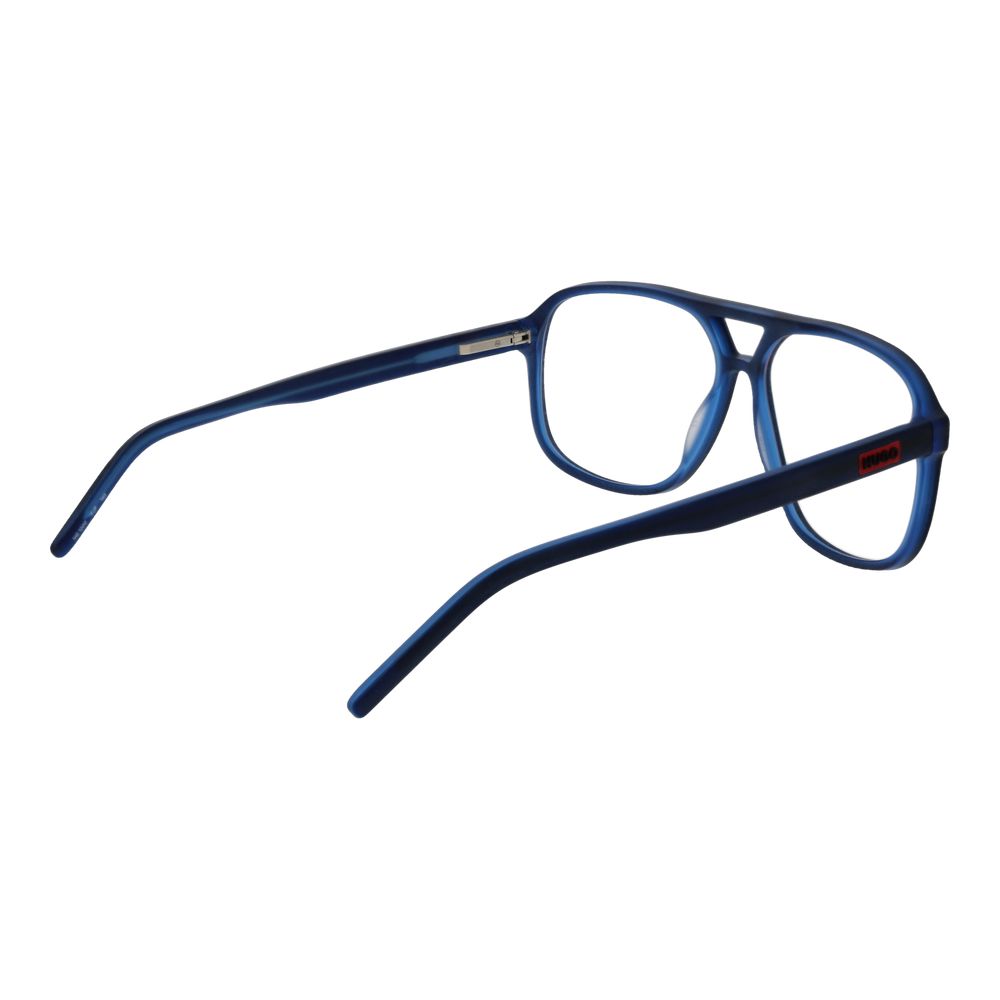 Hugo Boss Blue Acetate Glasses (Frames) men's aviator style with full-rim blue acetate frame and demo lenses, includes branded case.