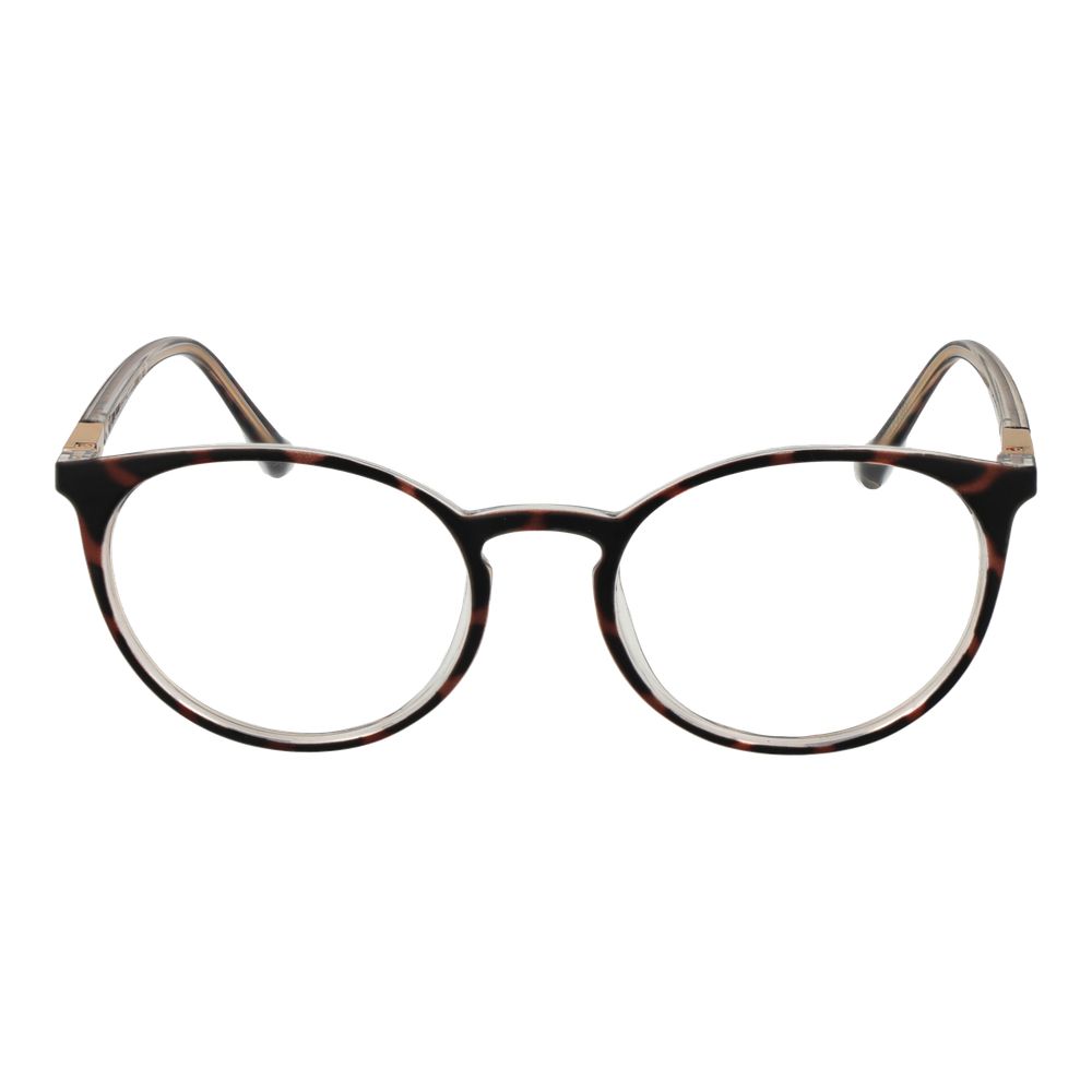 Guess Brown Plastic Glasses (Frames), unisex style with full-rim round frame and branded case, spring hinge, lenses width 52 mm.