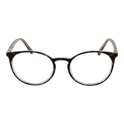 Guess Brown Plastic Glasses (Frames), unisex style with full-rim round frame and branded case, spring hinge, lenses width 52 mm.