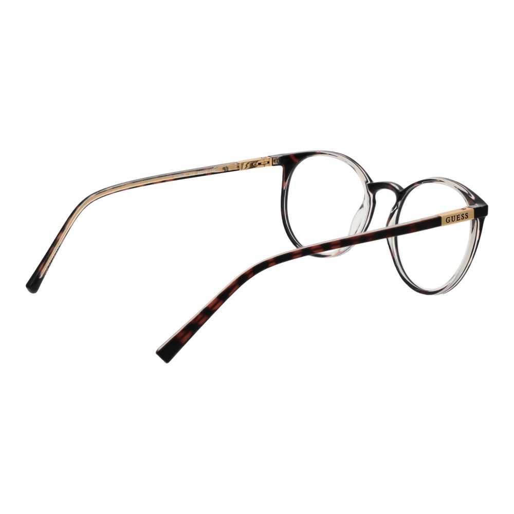 Guess Brown Plastic Glasses (Frames) with full-rim unisex design, demo lenses, and spring hinge, shown with branded case included.