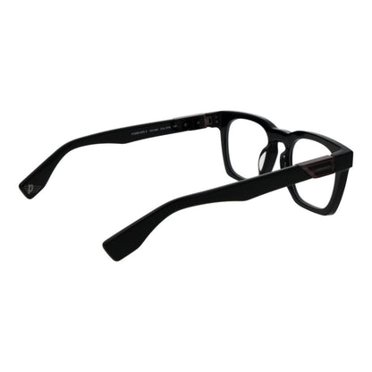 Police Black Cellulose Acetate Glasses (Frames), full-rim, square style, black color, for men, showing side and back view of frames.