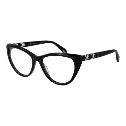 Police Black Plastic Glasses (Frames) for women, full-rim cat eye style in black with plastic demo lenses.