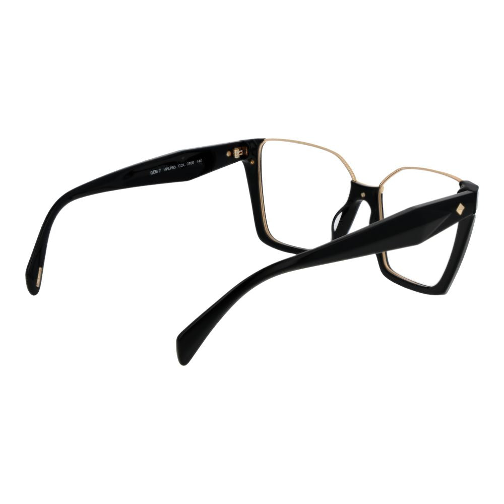 Police Black Cellulose Acetate Glasses (Frames) for women with full-rim square style and demo lenses in black.