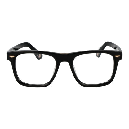 Police Black Cellulose Acetate Glasses (Frames) with full-rim rectangle design for men.