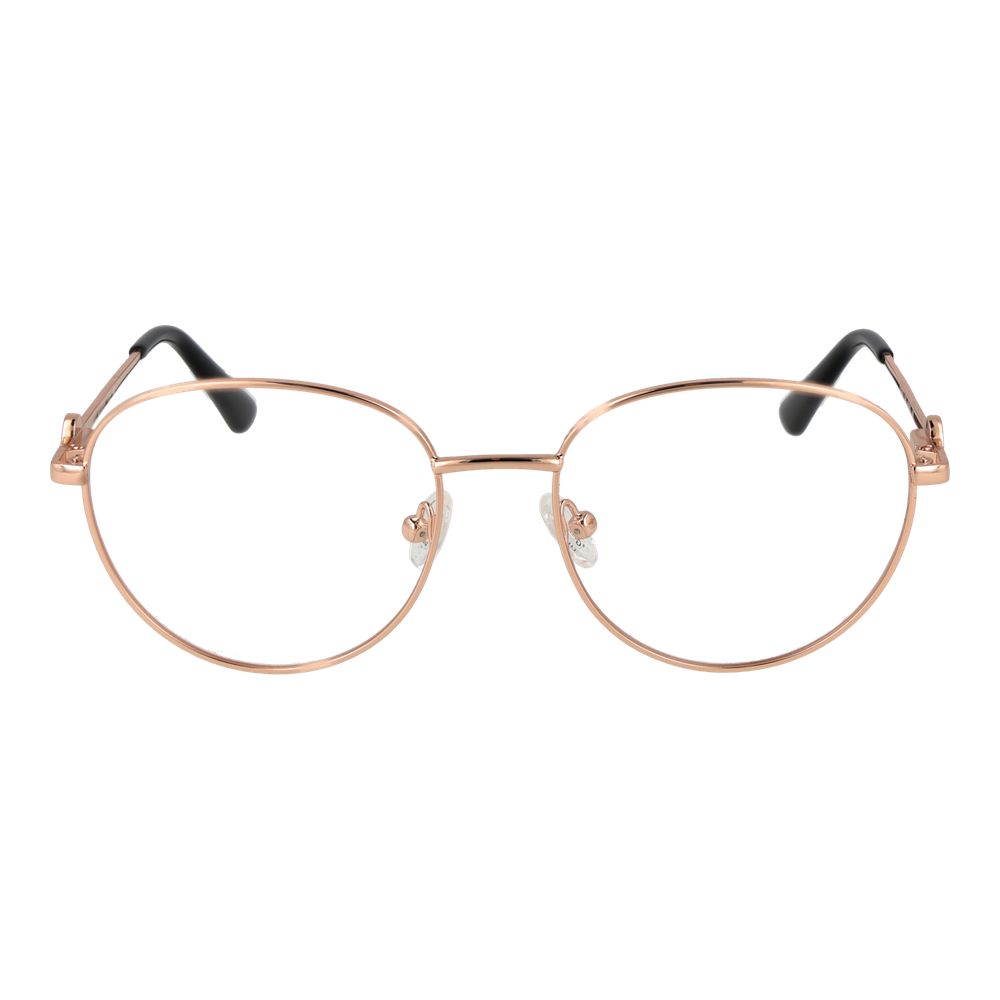 Guess Rose Gold Metal Glasses (Frames) for women with full-rim panto style and spring hinge in rose gold color.