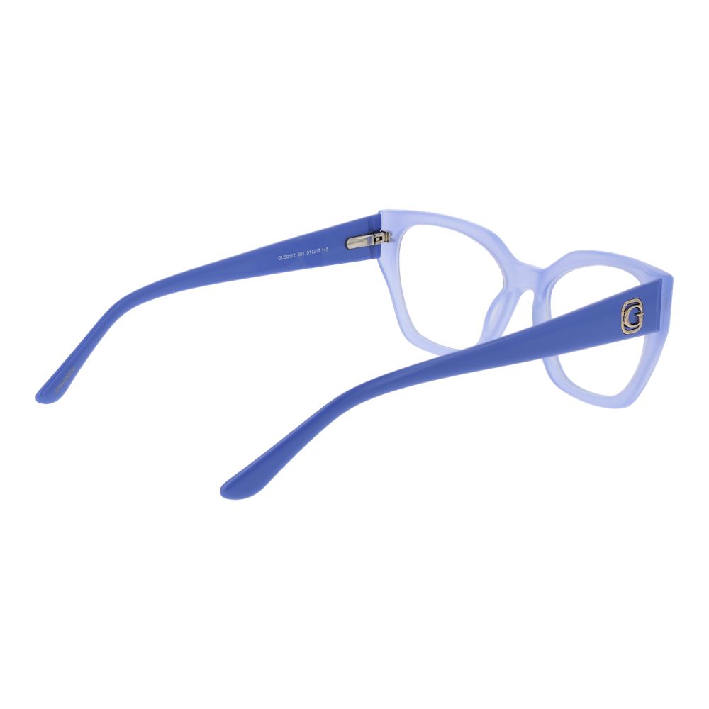Guess Purple Acetate Glasses (Frames) for women with full-rim cat eye style and spring hinge, featuring branded case included.