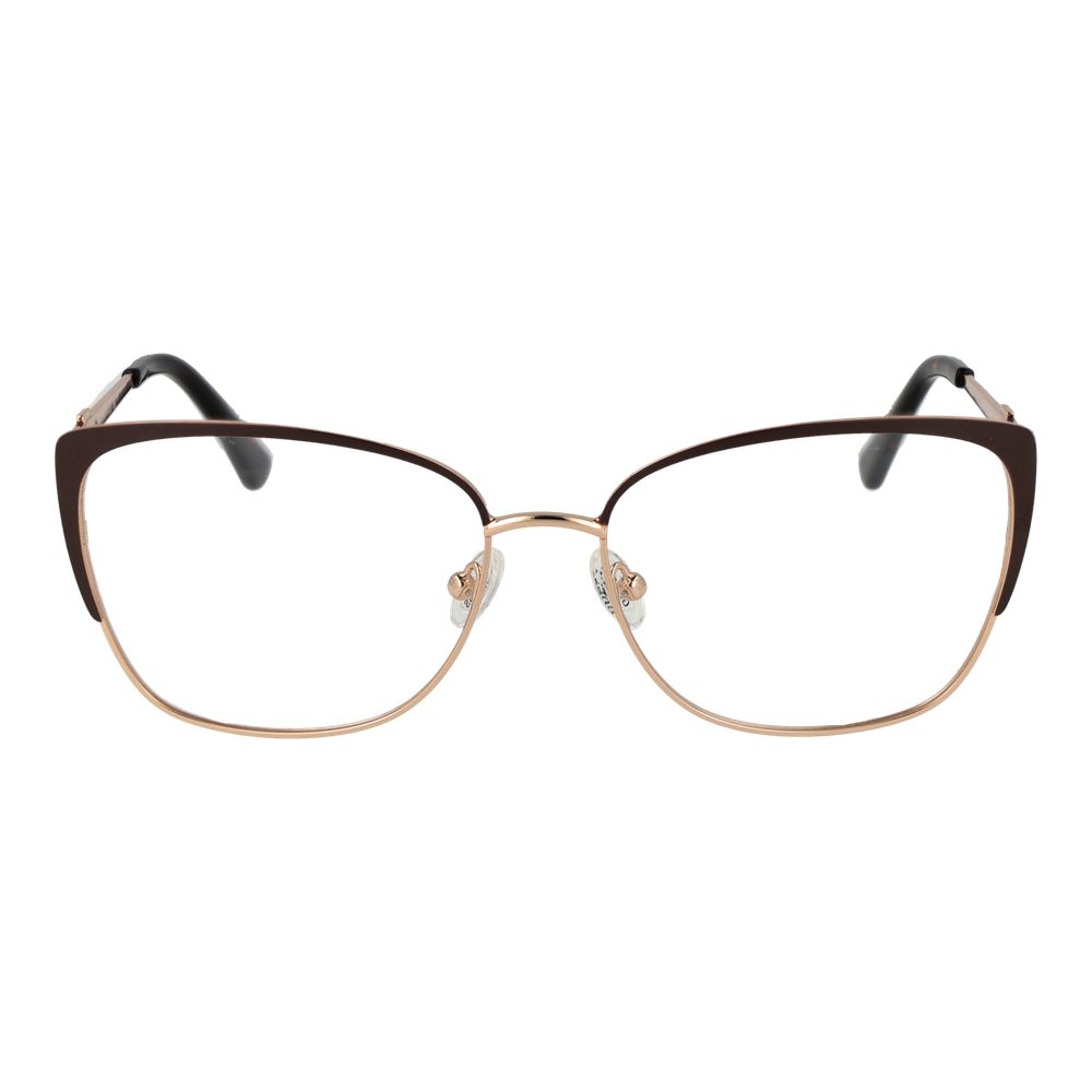 Guess Brown Metal Glasses (Frames) for women, full-rim, butterfly style, with demo lenses, metal material, includes branded case.