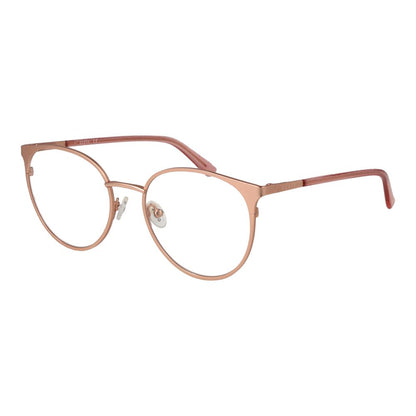 Guess Rose Gold Metal Glasses (Frames) full-rim round style for women, rose gold metal with demo lenses, size 53-18-140.