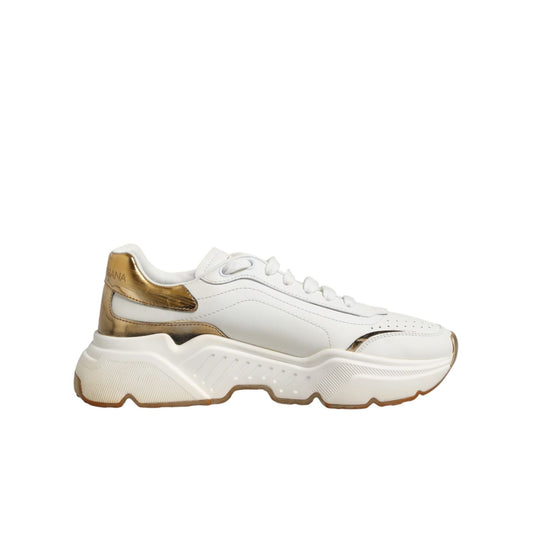 Dolce & Gabbana White Gold Daymaster Low Top Sneakers Shoes 1728,67345645728,Chunky - Sneakers - Shoes,Dolce & Gabbana,EU39/US8.5,Low Tops - Sneakers - Shoes,Material: 07%PL+10%PU+83lf,Preowned / Defect,Shoes,Sneakers - Shoes,White,Women