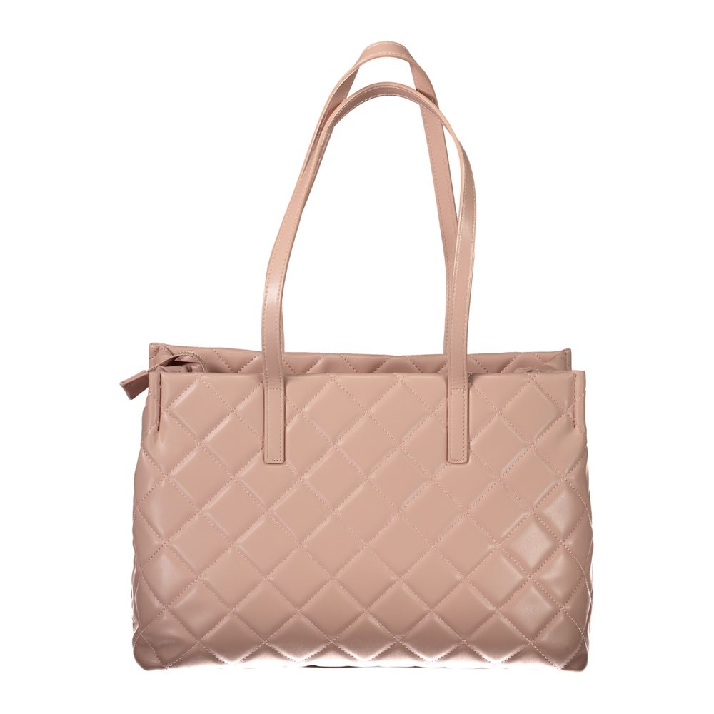 Mario Valentino Pink Polyethylene Handbag with 2 handles, laptop compartment, central pocket, contrasting details, and zip closure.